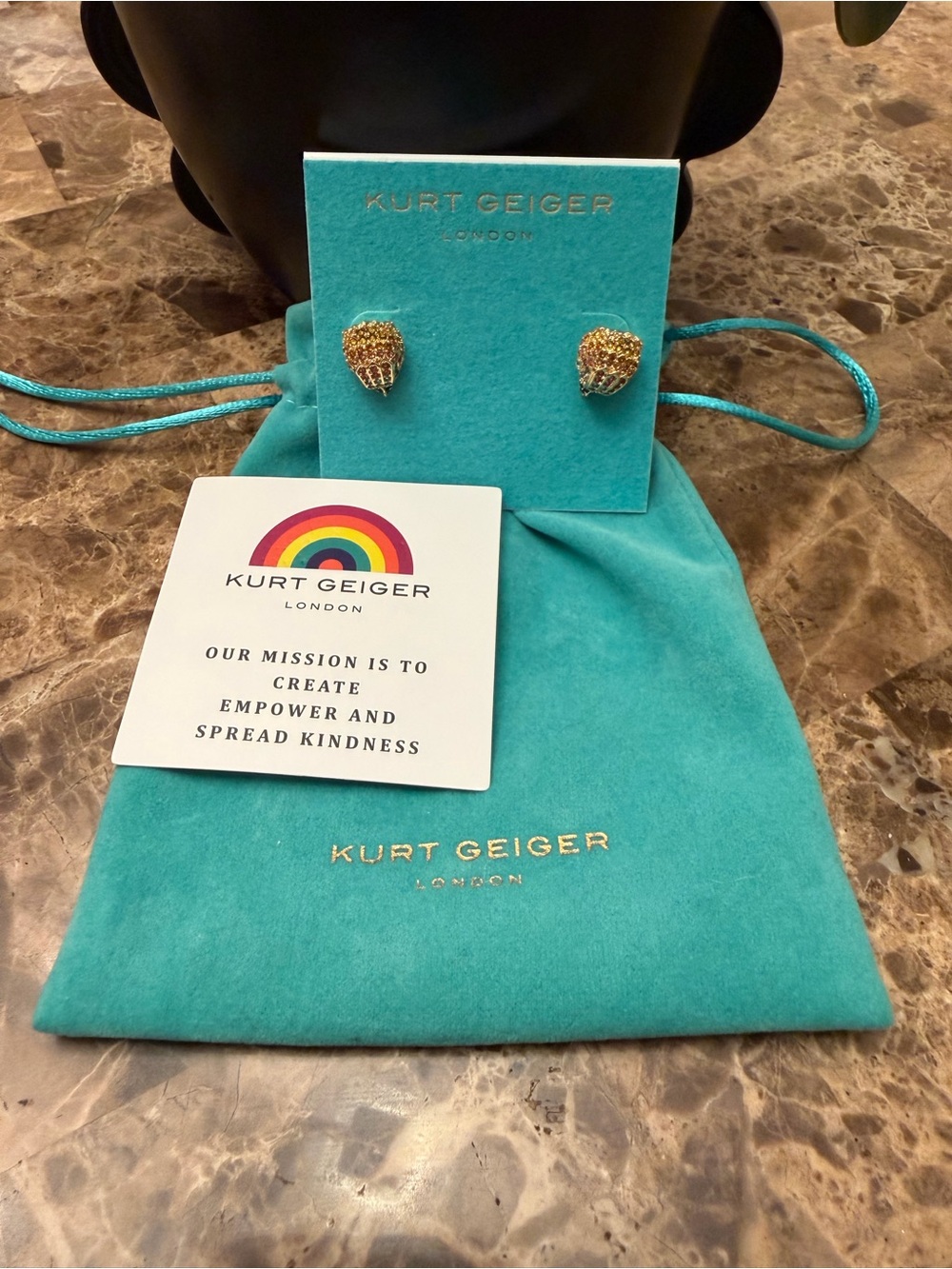 🥰♥️ NWT of Kurt Geiger London Crystal Eagle Rainbow Small Stud Earrings